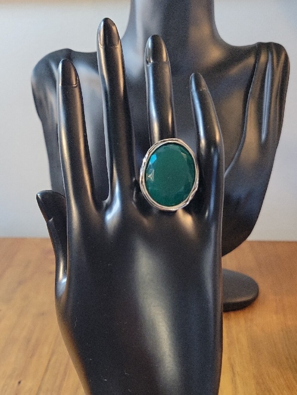 PZ Israel Sterling Silver 925 Oval Teal Stone Statement Ring SZ 8